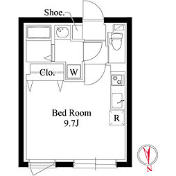 グランパセオ自由が丘奥沢II ワンルームの間取図画像