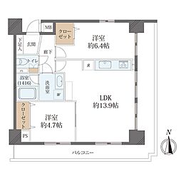 サンパーク尾頭橋 2LDKの間取図画像
