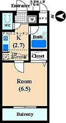 ヴィラ多摩川 1Kの間取図画像