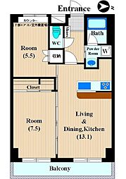 ルミエールレーヴ 2LDKの間取図画像