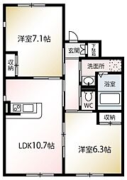ストーンコートヴィラ1番館 2LDKの間取図画像