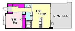 メディオコート大手町 1LDKの間取図画像
