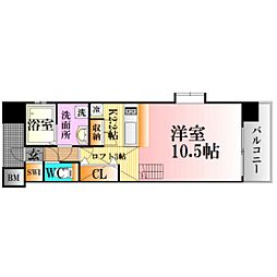 アイステージ十日市 1Kの間取図画像