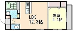 ヴィジョン御幸 1LDKの間取図画像