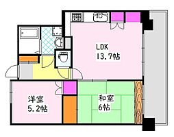 藤和昭和町コープ 2LDKの間取図画像