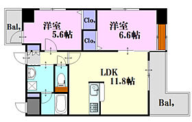 広島県広島市佐伯区楽々園3丁目（賃貸マンション2LDK・3階・54.39㎡） その2