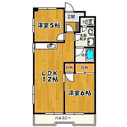 西晴ビル 2LDKの間取図画像