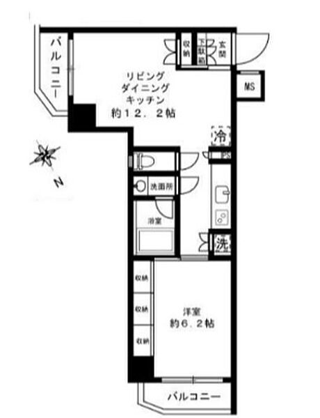 東京都新宿区若松町(賃貸マンション1LDK・2階・43.36㎡)の写真 その3