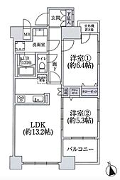 サンヴェール府中 2LDKの間取図画像