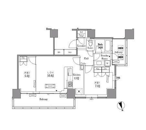 レジディアタワー目黒不動前 ｜東京都品川区西五反田3丁目(賃貸マンション2LDK・22階・60.66㎡)の写真 その2