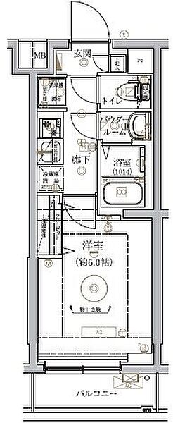 ベルシード武蔵小杉ノース 206｜神奈川県川崎市中原区丸子通2丁目(賃貸マンション1K・2階・21.01㎡)の写真 その2