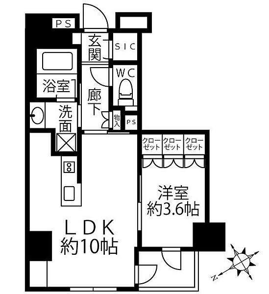 クリオラベルヴィ新富町 ｜東京都中央区新富2丁目(賃貸マンション1LDK・3階・35.46㎡)の写真 その2