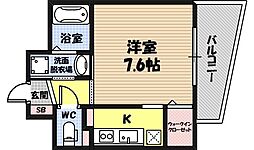 ウィスタリア京橋 5階ワンルームの間取り