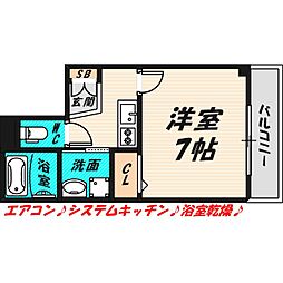 エリジオン伊藤 4階1Kの間取り