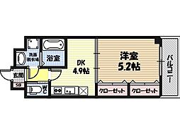 CITY SPIRE 鶴見 6階1DKの間取り