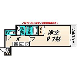 フジパレス新森 1階1Kの間取り