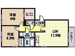 ネバーランド 2LDKの間取図画像