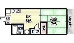 YKマンション 1DKの間取図画像