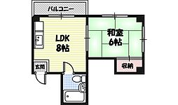 ハイム蘭 1LDKの間取図画像