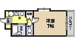 ベルビュー横堤 1Kの間取図画像