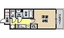 グランカリテ大阪城EAST 1Kの間取図画像