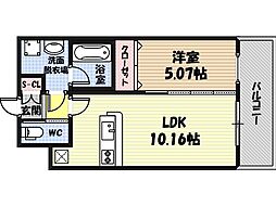 プレジオ城東中央 1LDKの間取図画像