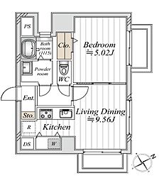 サンヨースカイハイツ 1LDKの間取図画像