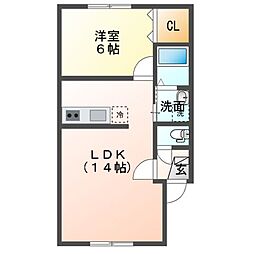 Mハイツ寿8 1LDKの間取図画像