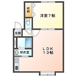 Mハイツ東町2 1LDKの間取図画像