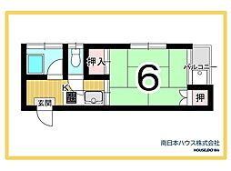 松林寺アパート 1Kの間取図画像