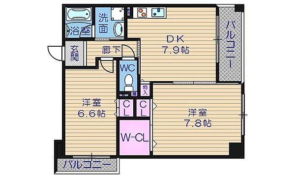 パレプランドール ｜大阪府大阪市東成区中道4丁目(賃貸マンション2DK・5階・52.86㎡)の写真 その2