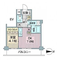 デュオステージ狛江 1DKの間取図画像
