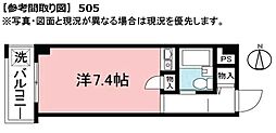セザールプラザ府中 ワンルームの間取図画像