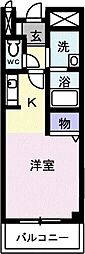 アドミラーブル 1Kの間取図画像
