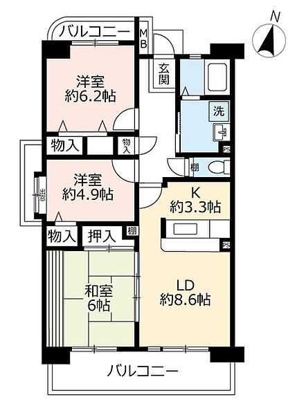 URアーバンラフレ小幡 ｜愛知県名古屋市守山区小幡太田2丁目(賃貸マンション3LDK・5階・74.97㎡)の写真 その2