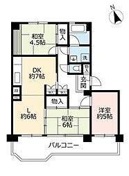 UR大幸東 2階3LDKの間取り