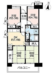 UR都市機構アーバンラフレ小幡5号棟 4DKの間取図画像