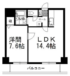 南大通4マンション 1LDKの間取図画像