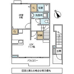 メゾンコリーヌ1 1LDKの間取図画像