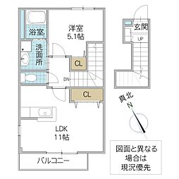 プレステージガーデン2 1LDKの間取図画像
