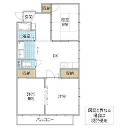黒沢マンション 3DKの間取図画像