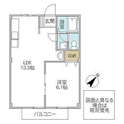 DR壱番館 1LDKの間取図画像