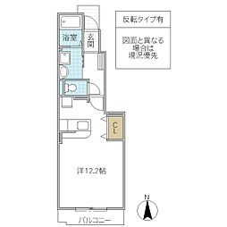 カーサプラシード ワンルームの間取図画像