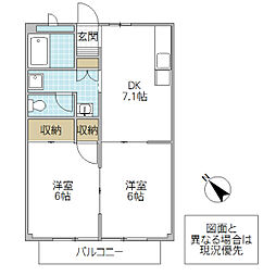 マイネS2 2DKの間取図画像