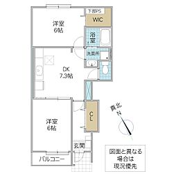 アストランスM 2DKの間取図画像