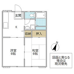 コーポせや 2Kの間取図画像