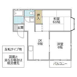 ハイツ和田 2DKの間取図画像