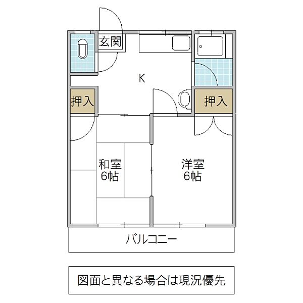 鈴木ハイツ 101号室｜茨城県日立市金沢町(賃貸アパート2K・1階・34.70㎡)の写真 その2