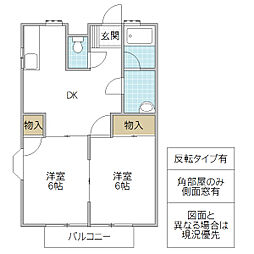 ソフィアグランデ 2階2DKの間取り