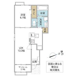 マーガレットRR 1階1LDKの間取り